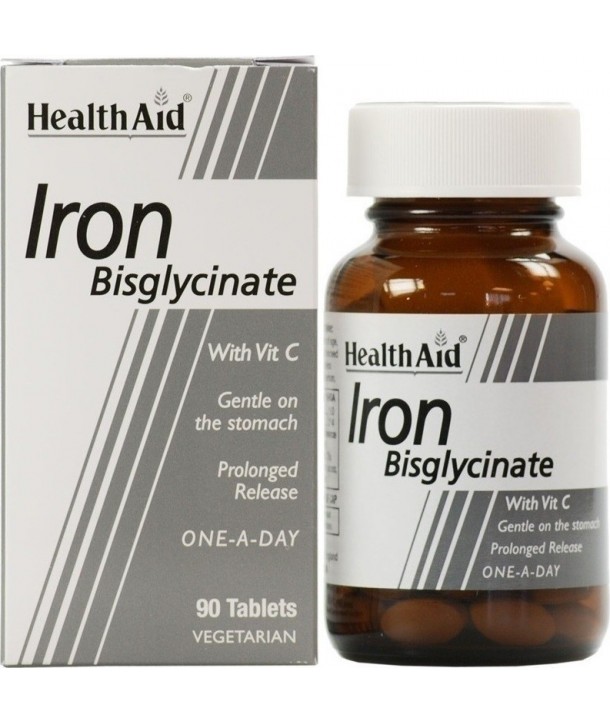 HEALTH AID IRON BISGLYCINATE WITH VIT C 90 VETABS