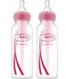 DR BROWN'S NATURAL FLOW OPTIONS PLASTIC BOTTLE PINK NARROW NECK TEAT SILICONE 250ml 0m + 2pcs