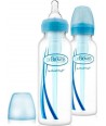 DR BROWN'S NATURAL FLOW OPTIONS PLASTIC BOTTLE BLUE NARROW NECK TEAT SILICONE 250ml 0m + 2pcs