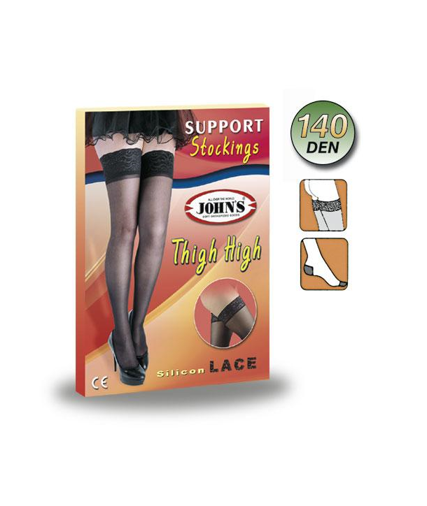 JOHN’S ELASTIC STOCKINGS AG 140 DEN w.SILICONE TOP BAND