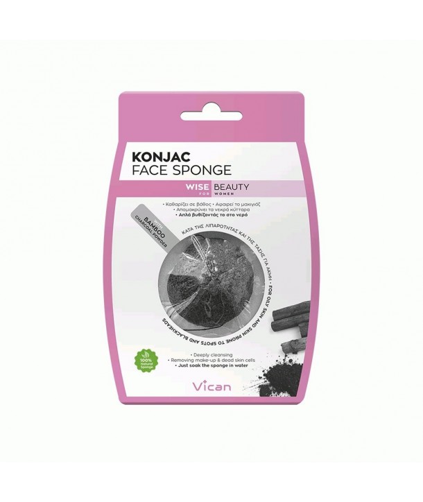 VICAN WISE BEAUTY - KONJAC FACE SPONGE BAMBOO CHARCOAL POWDER