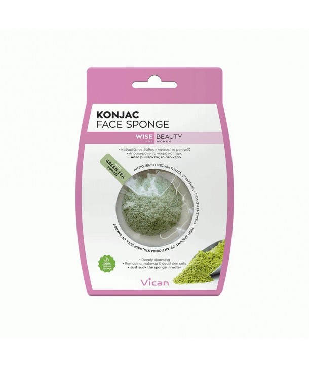 VICAN WISE BEAUTY - KONJAC FACE SPONGE GREEN TEA POWDER