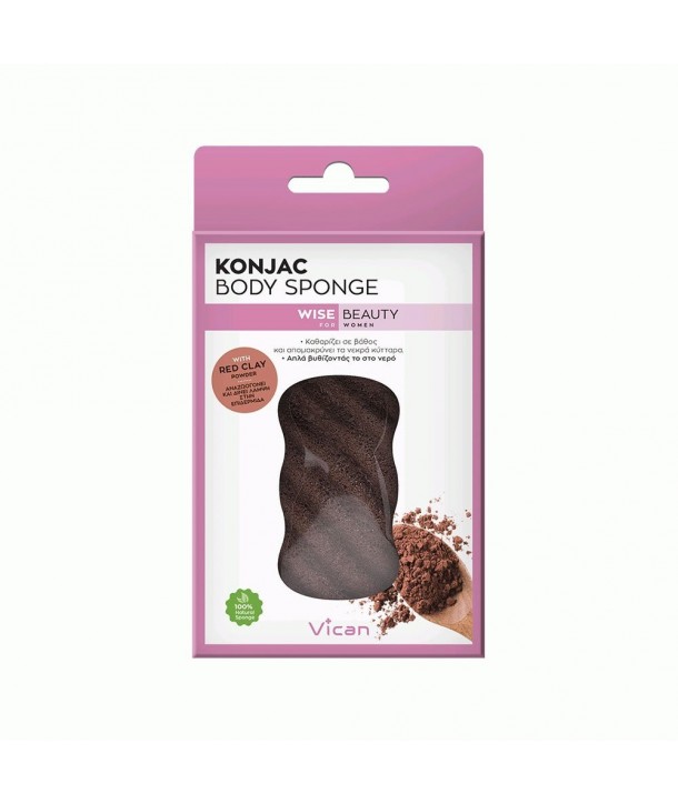 VICAN WISE BEAUTY - KONJAC BODY SPONGE RED CLAY POWDER