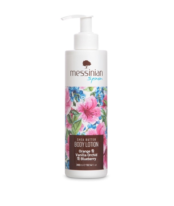 MESSINIAN SPA SHEA BUTTER BODY LOTION ORANGE & VANILLA ORCHID & BLUEBERRY 300ml
