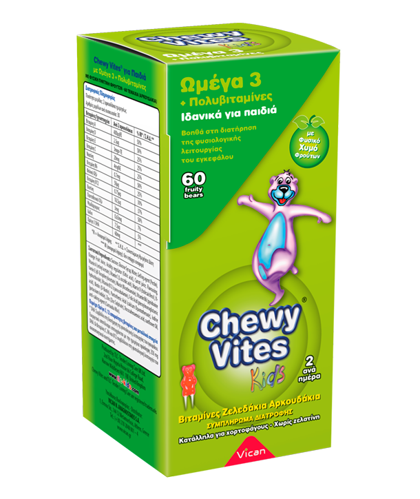 VICAN CHEWY VITES KIDS OMEGA 3 MULTIVITAMIN 60 FRUITY BEARS