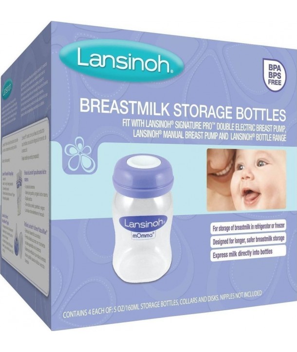 LANSINOH BREASTMILK STORAGE BOOTLES 4x160ml