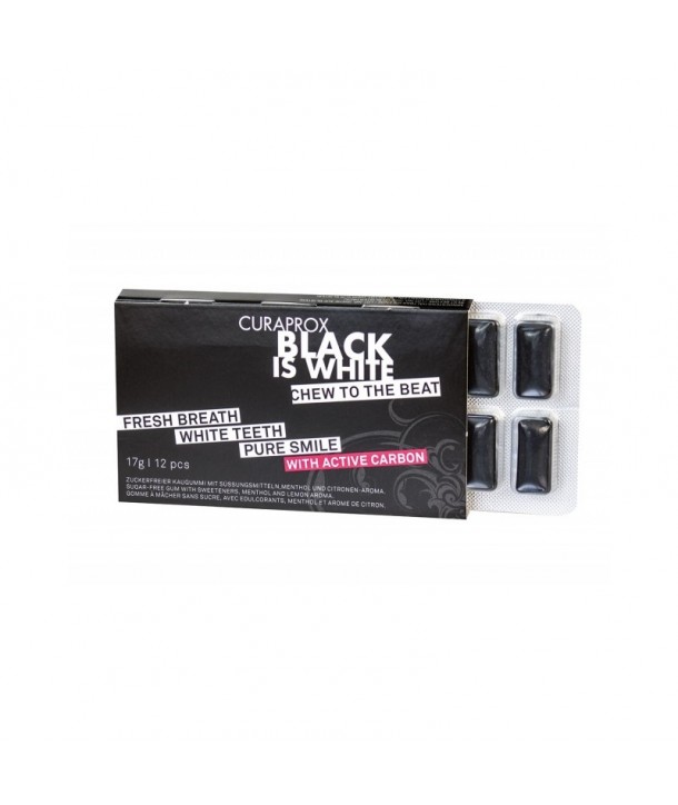 CURAPROX BLACK IS WHITE CHEWING GUM 12PC