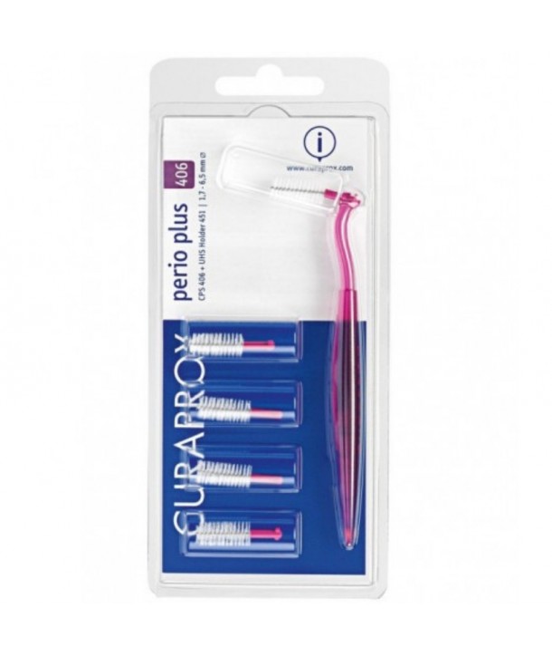 CURAPROX PERIO PLUS 406 INTERDENTAL BRUSHES FUCHSIA 5PC WITH HOLDER