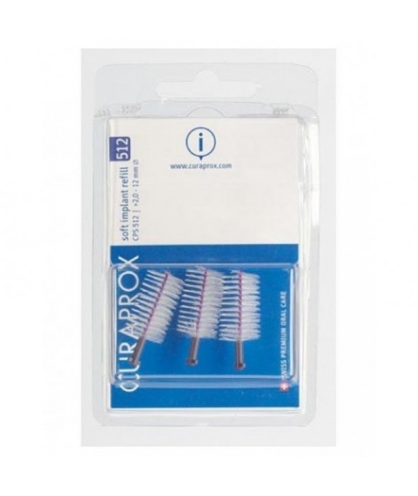 CURAPROX CPS 512 SOFT IMPLANT REFILL INTERDENTAL BRUSHES PURPLE 5PC