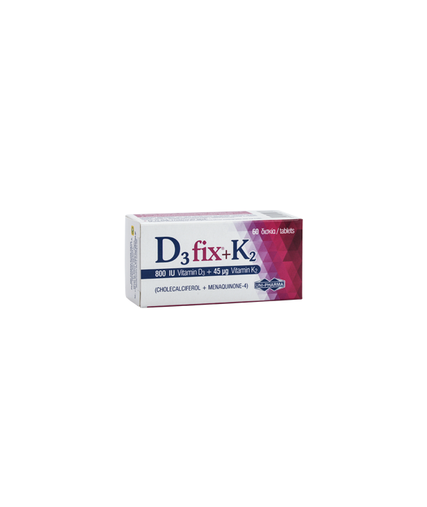 UNIPHARMA D3 FIX 800IU & K2 60 TABS