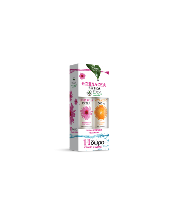 POWER HEALTH ECHINACEA ΜΕ ΣΤΕΒΙΑ 20 ΑΝΑΒΡ.ΔΙΣΚΙΑ & ΔΩΡΟ VITAMIN C 500mg 20 ΑΝΑΒΡ.ΔΙΣΚΙΑ