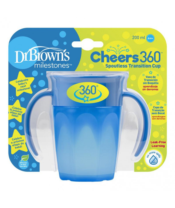 DR BROWN'S ΚΥΠΕΛΛΟ ΜΕ ΛΑΒΕΣ ΜΠΛΕ 360 6m+ 200ml