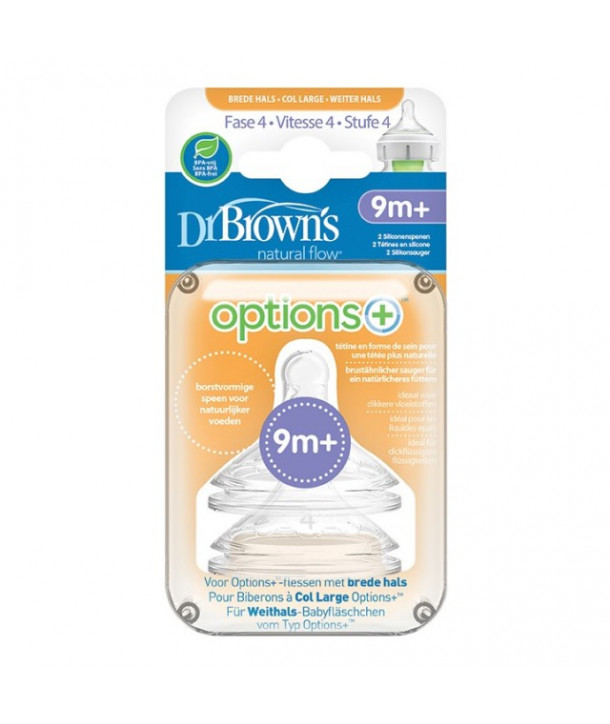 DR BROWN'S SILICONE NIPPLES 9m+ 2 PCS