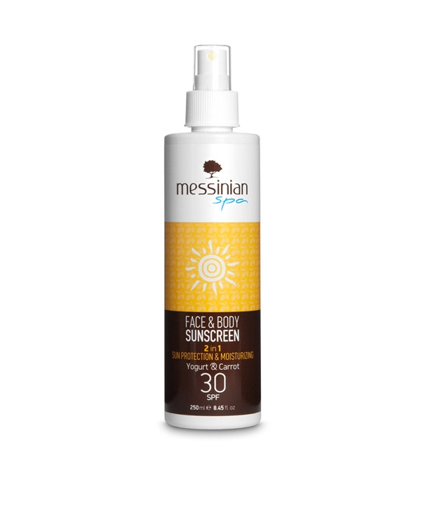 MESSINIAN SPA ΑΝΤΗΛΙΑΚΟ ΠΡΟΣΩΠΟ ΣΩΜΑ ΓΙΑΟΥΡΤΙ & ΚΑΡΟΤΟ SPF30 250ml