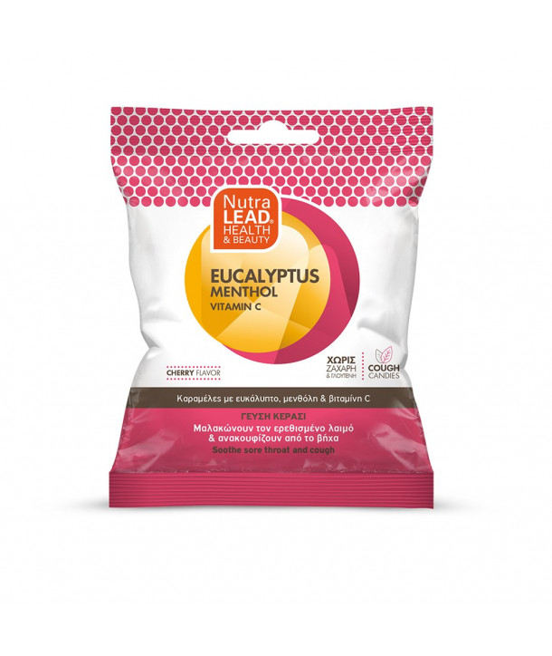 VITORGAN NUTRALEAD COUGH CANDIES EUCALYPTUS MENTHOL VITAMIN C CHERRY FLAVOR 40gr