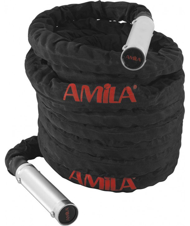 AMILA 84554 BATTLE ROPE ΜΕ ΧΕΡΟΥΛΙΑ ΑΛΟΥΜΙΝΙΟΥ