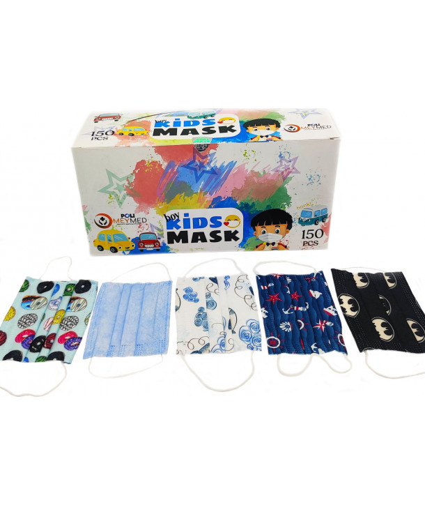 POLI MEY MED KIDS MASKS FOR BOYS 150 PCS