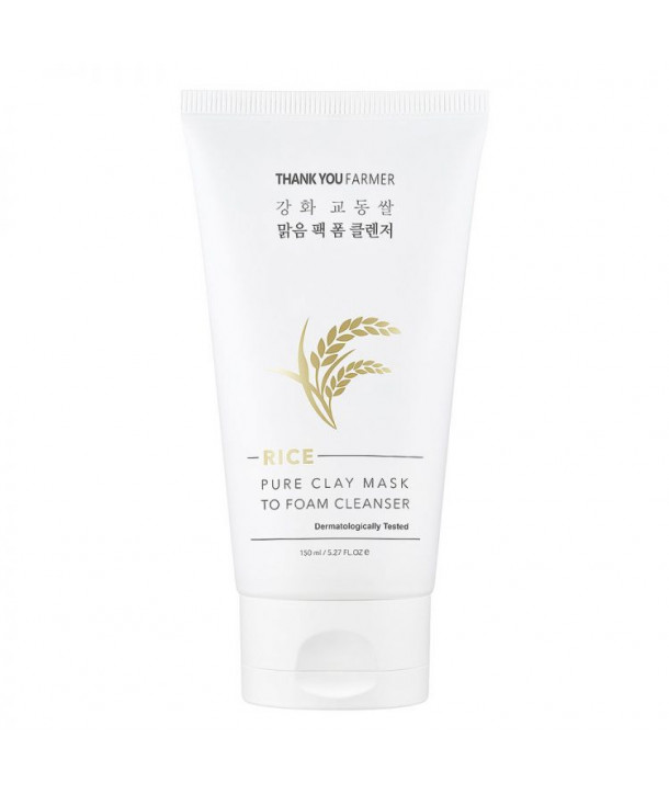 THANK YOU FARMER RICE PURE CLAY MASK TO FOAM CLEANSER 150ml