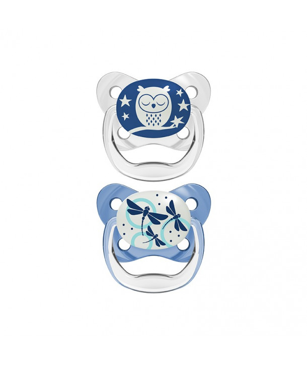 DR BROWN'S PREVENT SOOTHER BOY 0-6M 2 PIECES GLOWS IN THE DARK