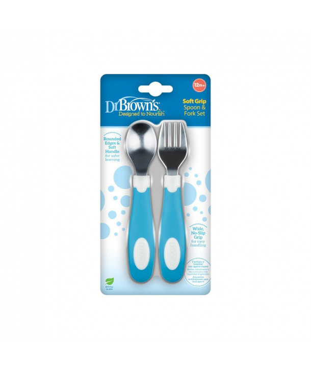 DR BROWN'S SOFT GRIP SPOON FORK SET 12m+