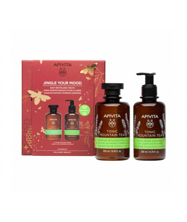 APIVITA PROMO JINGLE YOUR MOOD TONIC M,OUNTAIN TEA ΑΦΡΟΛΟΥΤΡΟ 250ml & BODY MILK 200ml
