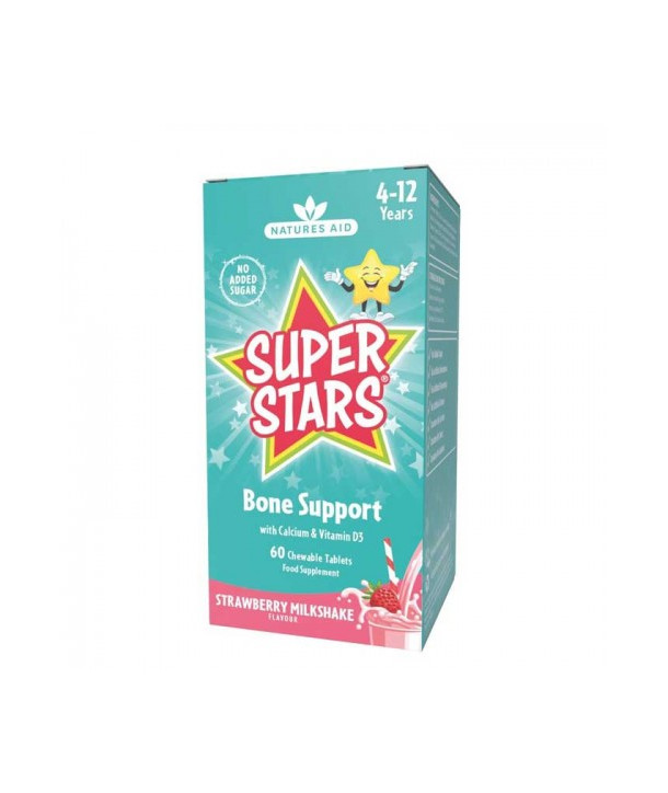 NATURES AID BONE SUPPORT CALCIUM VITAMIN D3 60 CHEW TABS STRAWBERRY MILKSHAKE