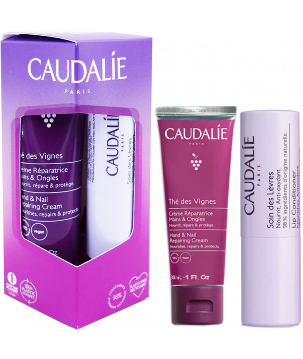 CAUDALIE PROMO THE DES VIGNES HAND & NAIL REPAIRING CREAM 30ml & LIP CONDITIONER 4.5gr
