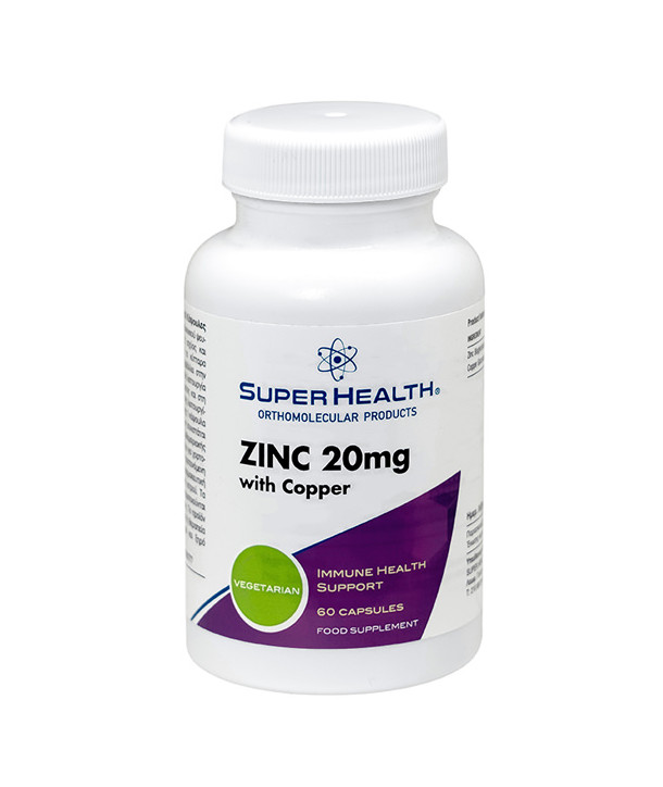 SUPER HEALTH ZINC 20mg WITH COPPER 60 CAPS
