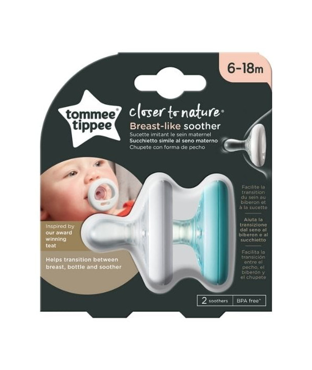 TOMMEE TIPPEE CLOSER TO NATURE BREAST LIKE SOOTHER 6-18m 2 PIECES