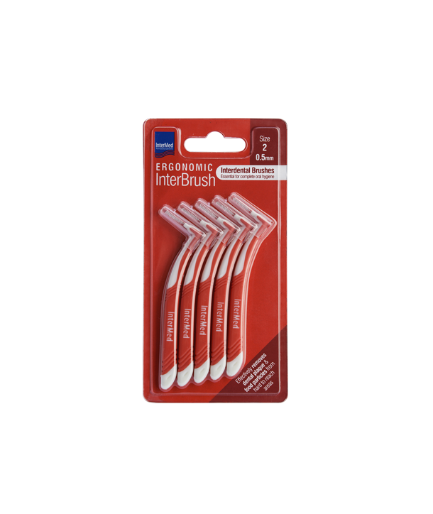 INTERMED ERGONOMIC INTERBRUSH RED 0.5mm SIZE 2 5 PCS