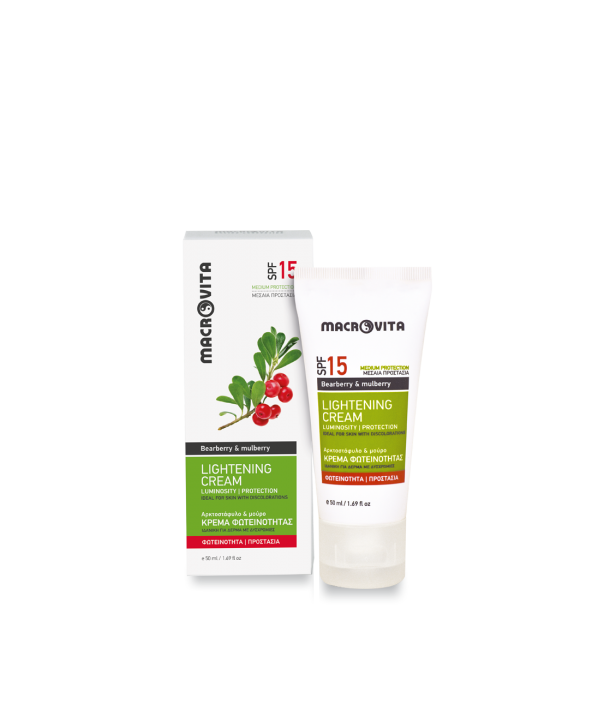 MACROVITA ΛΕΥΚΑΝΤΙΚΗ ΚΡΕΜΑ SPF15 ΑΡΚΤΟΣΤΑΦΥΛΟ ΜΟΥΡΟ 50ml