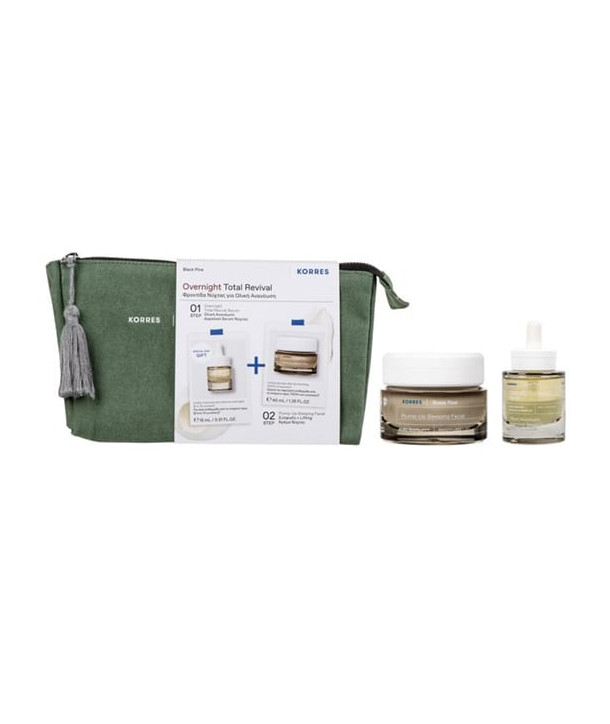 KORRES PROMO OVERNIGHT TOTAL REVIVAL ΜΑΥΡΗ ΠΕΥΚΗ ΚΡΕΜΑ ΝΥΧΤΟΣ 40ml & SERUM 15ml