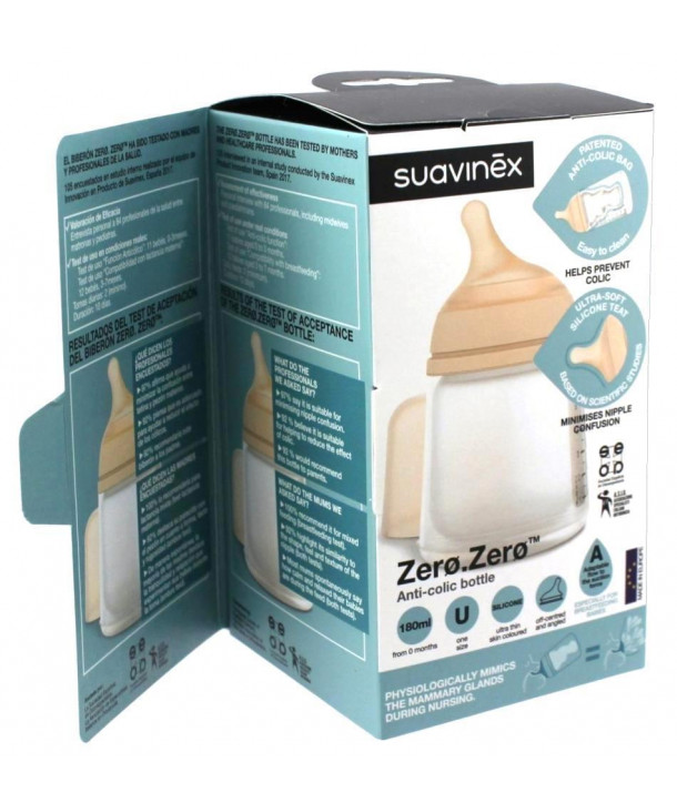 SUAVINEX ZERO ZERO ANTICOLIC BOTTLE 180ml WITH ADJUSTABLE FLOW