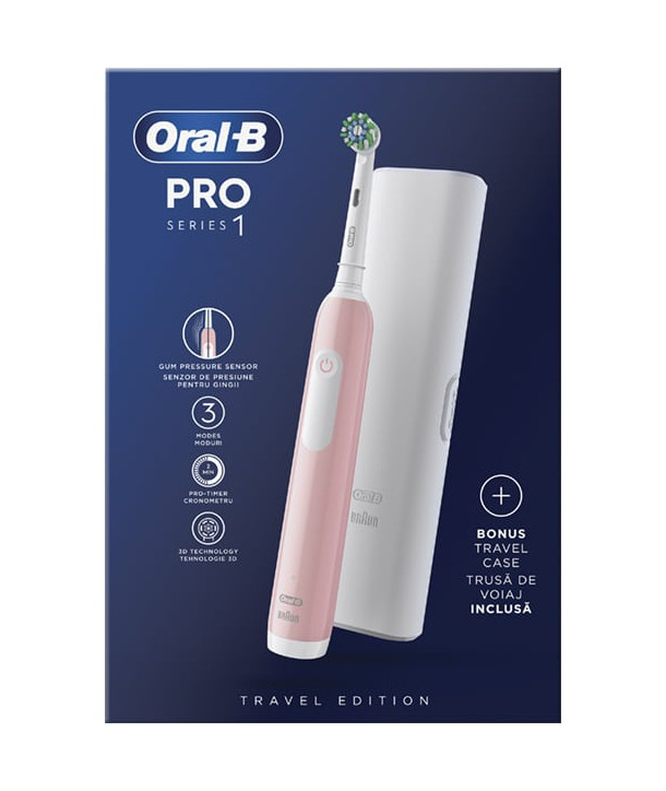 ORAL B PRO SERIES 1 PINK WITH TRAVEL CASE