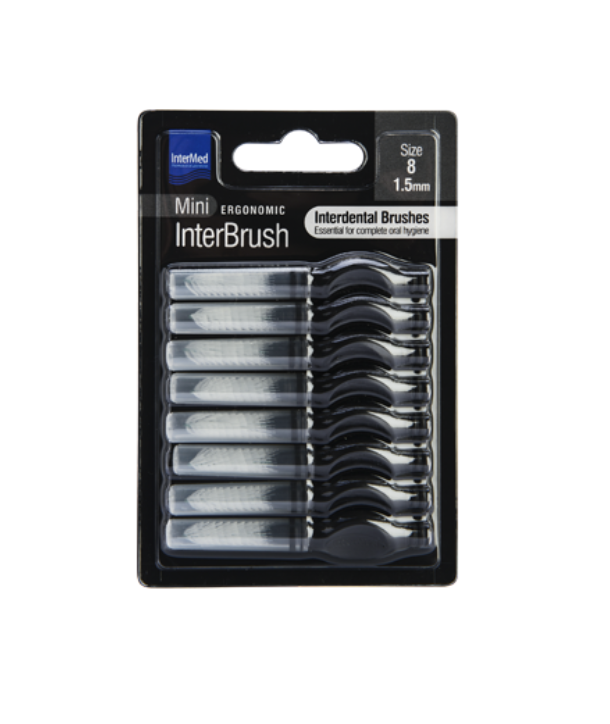 INTERMED MINI ERGONOMIC INTERBRUSH SIZE 8 1.5mm BLACK 8 PCS