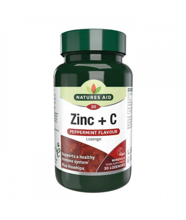 NATURES AID ZINC + C PEPPERMINT FLAVOUR 30 LOZENGES