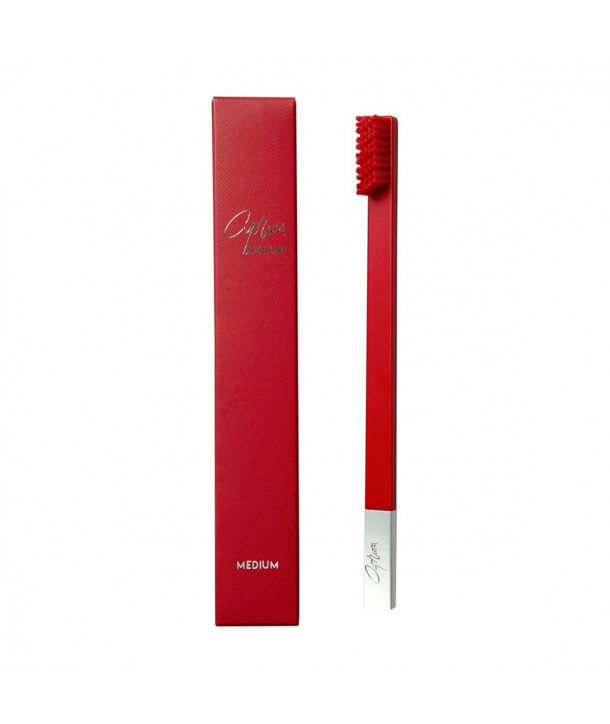 APRIORI SLIM CARMINE RED SILVER TOOTHBRUSH MEDIUM