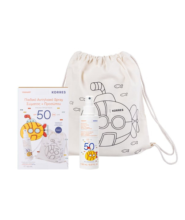 KORRES PROMO KIDS COMFORT SUNSCREEN SPRAY BODY FACE SPF50 150ml & FREE BACKPACK