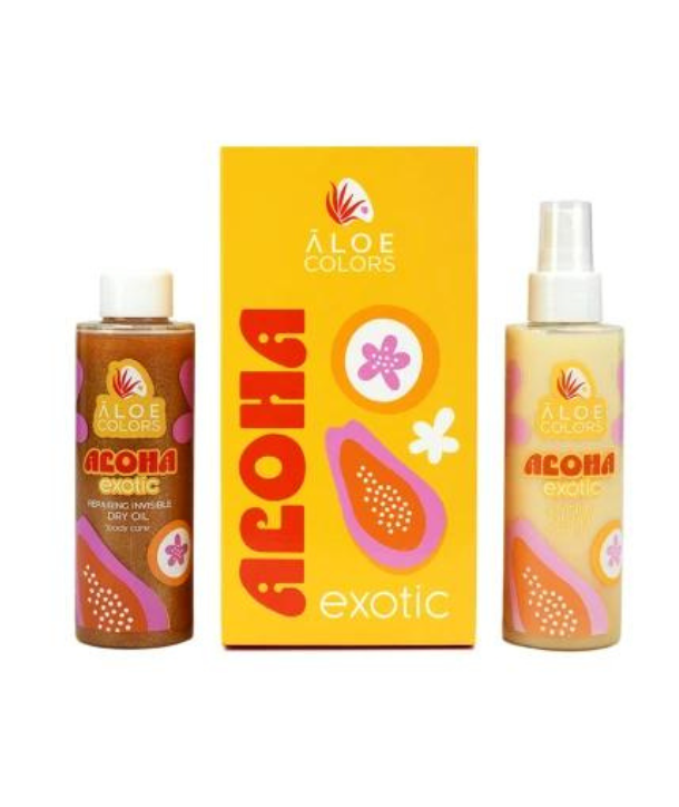 ALOE COLORS ALOHA EXOTIC SET Invisible Oil Mist 150ml & Repairing Invisible Dry Oil 150ml
