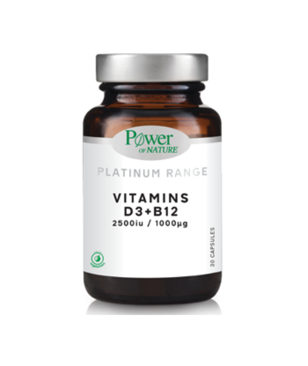 POWER HEALTH PLATINUM RANGE VITAMIN D3 2500IU + B12 B12 1000μg 30 CAPS