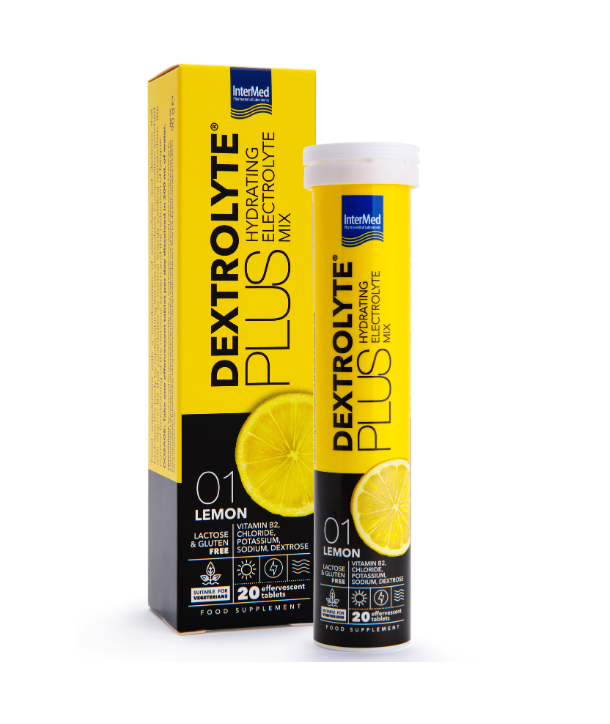 INTERMED DEXTROLYTE PLUS HYDRATING ELECTROLYTE MIX LEMON 20 EFFERV.TABS