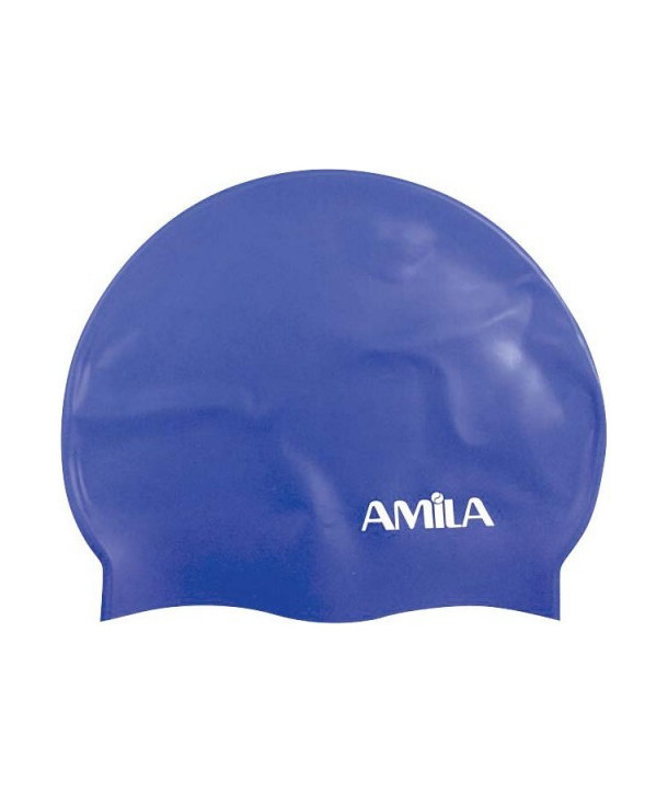 AMILA SILICONE SWIM CAP BLUE 1 PIECE