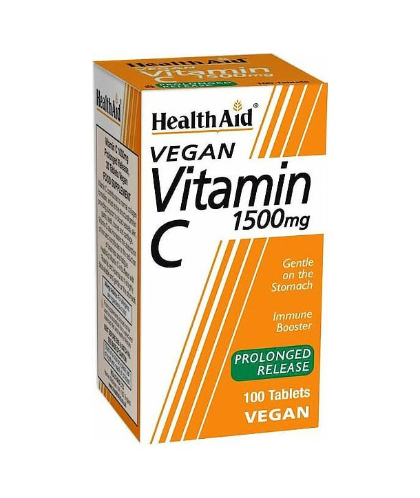 HEALTH AID VEGAN VITAMIN C 1500mg PROLONGED RELEASE 100 VEGAN TABS