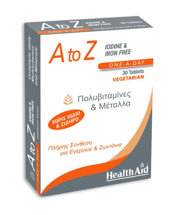 HEALTH AID A TO Z IODINE & IRON FREE 30 VEG TABS
