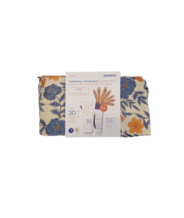 Korres Hydrating & Protective Sunscreen Face Cream SPF30 50ml & Free Greek Yoghurt Probiotic Gel-Cream 20ml