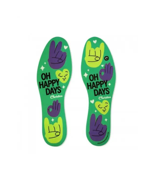 Christou Oh Happy Days Kids Fresh Deodorishing Comfort Insoles Πράσινο 1 Ζευγάρι, Κωδ CH-076 - No 23 / 29