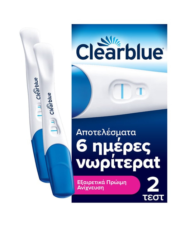 Clearblue Τεστ Εγκυμοσύνης Εξαιρετικά Πρώιμη Ανίχνευση, 2τεμ