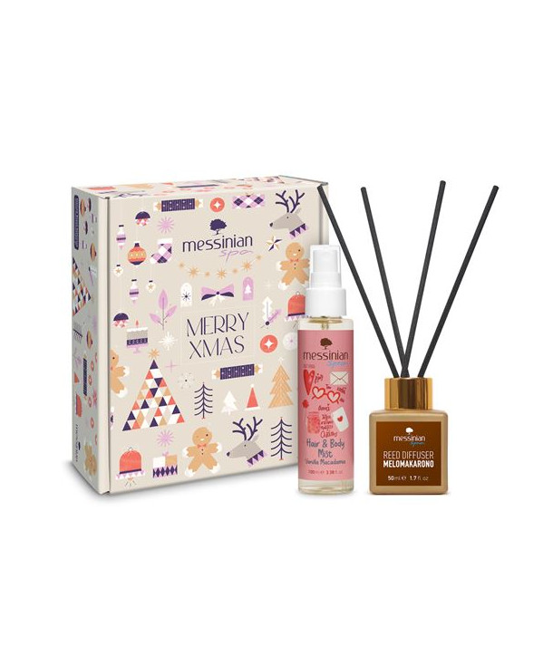 Messinian Spa Promo Christmas Box Spread The Scent Melomakarono Reed Diffuser 50ml & Vanilla Macadamia Hair & Body Mist 100ml