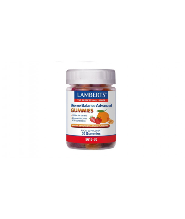 LAMBERTS BIOME BALANCE ADVANCED 30 GUMMIES STRAWBERRY ORANGE FLAVOUR