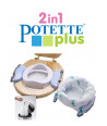 Potette Plus 2-in-1, Folding Travel Potty & Toilet Trainer Seat, White/Blue